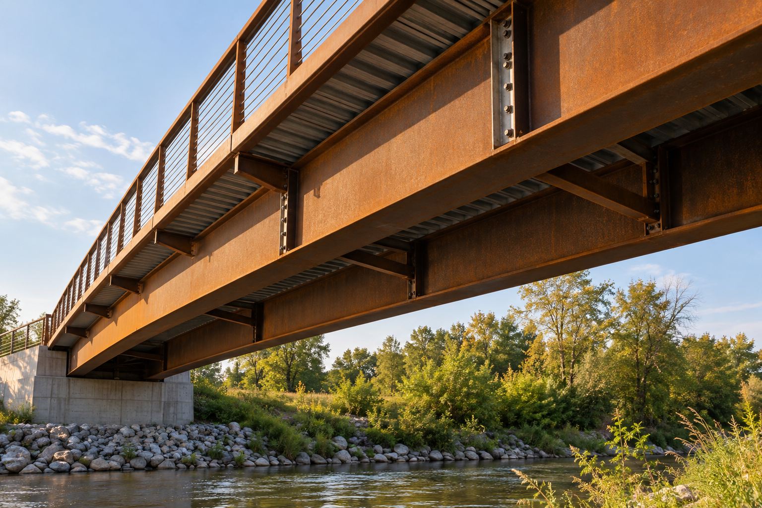 Representative illustration of weathering steel bridge girders