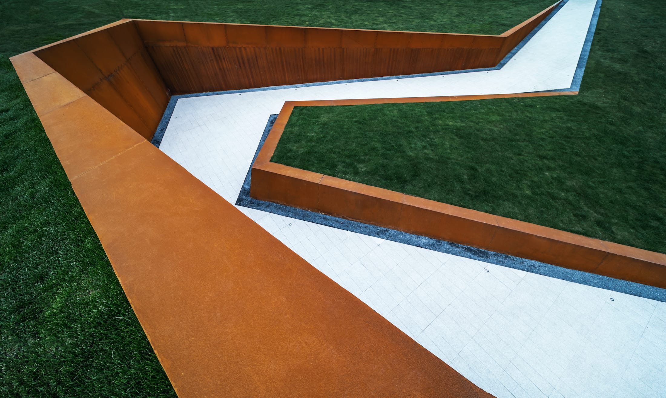 Weathering steel edging and landscape path detail
